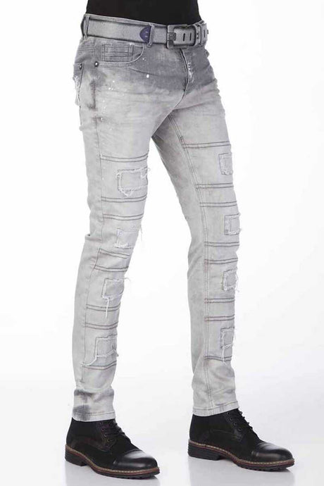 CD228 Men's Slim-Fit jeans with trendy decorative elements