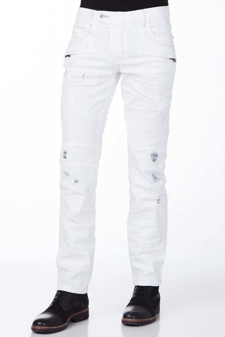 Jeans delgados CD215 Hombres con elegantes bolsillos con cremallera