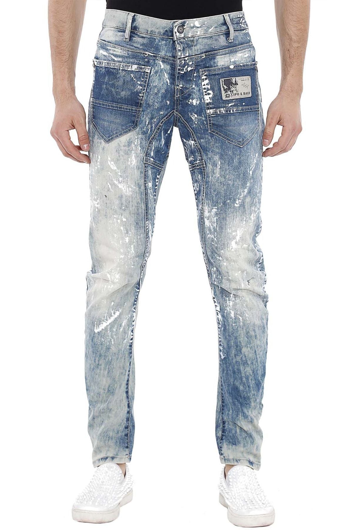 CD255 Comfortabele Heren Jeans met Coole Kleur-Spots