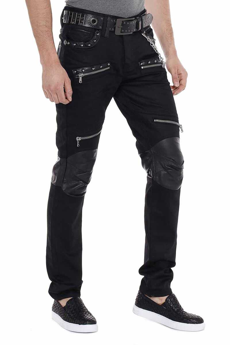 CD380 Men Slim-fit-jeans met lederen gebruik
