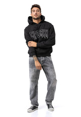 CL601 Herren Hoodie Sweatshirt – Schwarzer Kapuzenpullover mit „CIPO BAXX“ Frontprint & Kängurutasche | Urbaner Streetwear-Look für Alltag & Freizeit