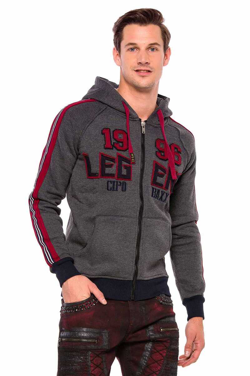 CL357 men's sweat jacket with embroidery
