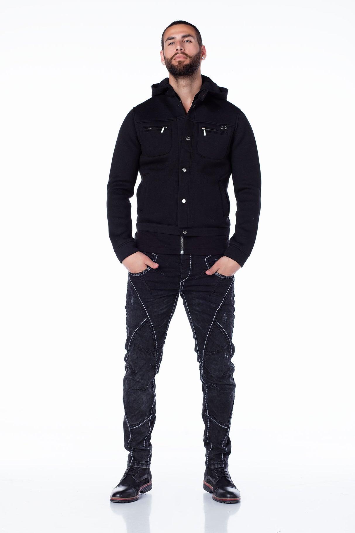 CJ137 Chaqueta negra para Hombre