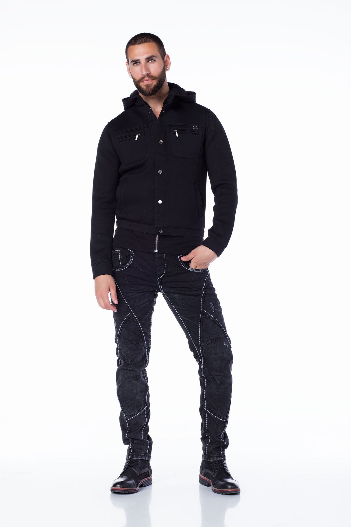 CJ137 Chaqueta negra para Hombre