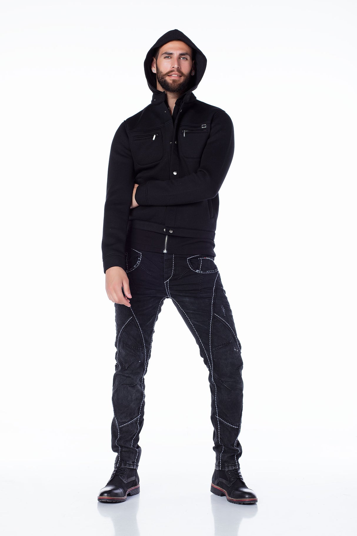 CJ137 Chaqueta negra para Hombre