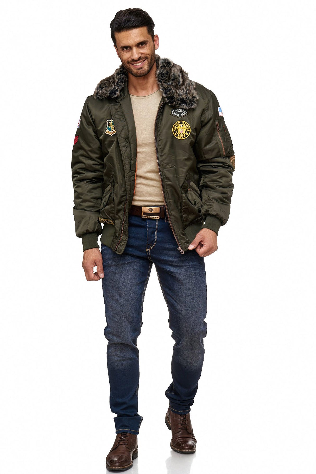 CM108 chaqueta de invierno para hombres verde