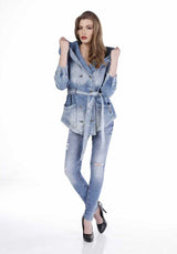 WJ117 Damen Jeansjacke im zweireihigen Design