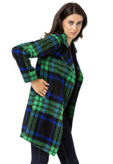 WJ220 Abrigo largo de cachemir para mujer de diseño escocés