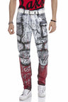 CD683 Men Straight Fit-Jeans con estampados versátiles