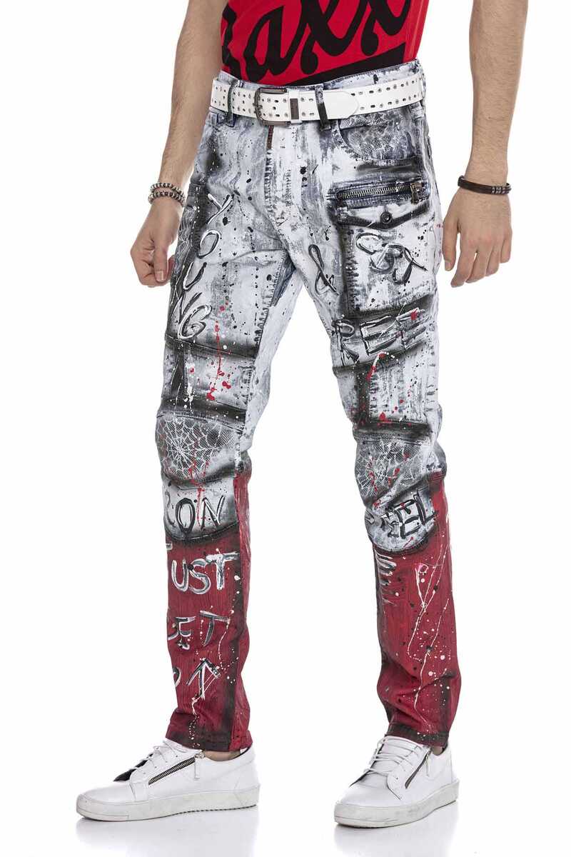 CD683 Men Straight Fit-Jeans con estampados versátiles