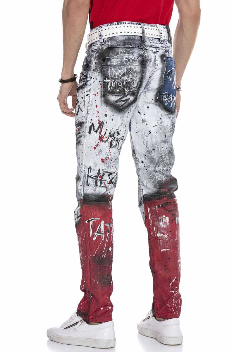 CD683 Men Straight Fit-Jeans con estampados versátiles