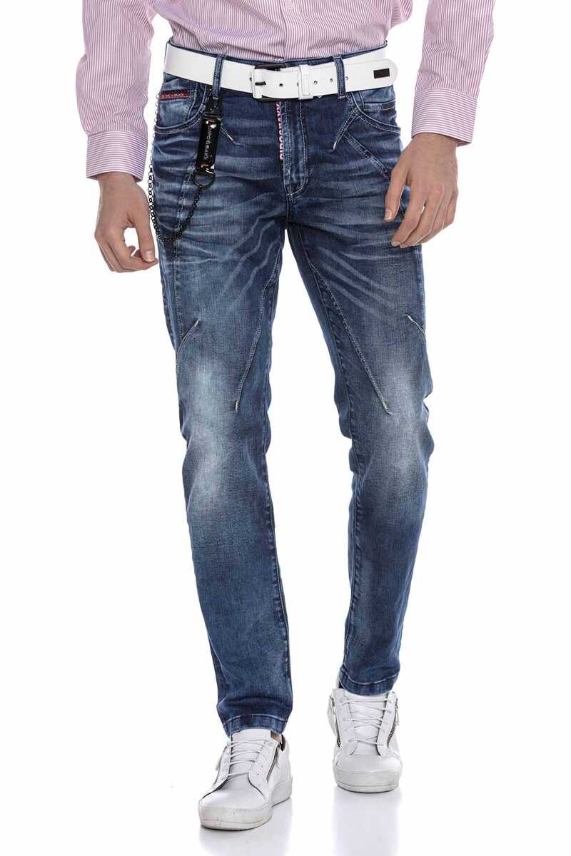 CD676 Straight Fit Heren Jeans met modieuze Siernaden