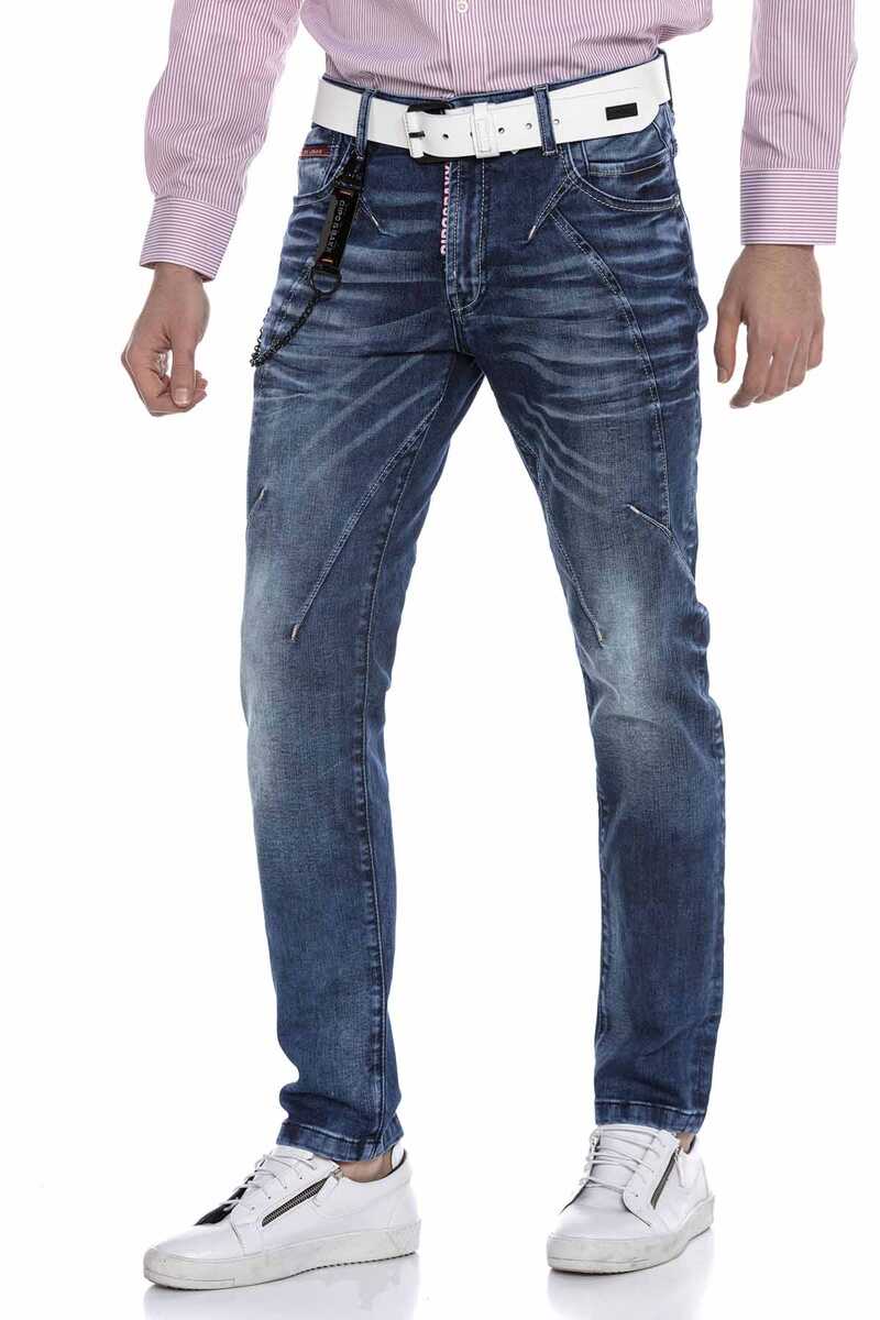 CD676 Straight Fit Heren Jeans met modieuze Siernaden