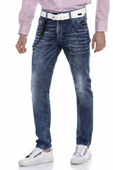 CD676 Straight Fit Heren Jeans met modieuze Siernaden