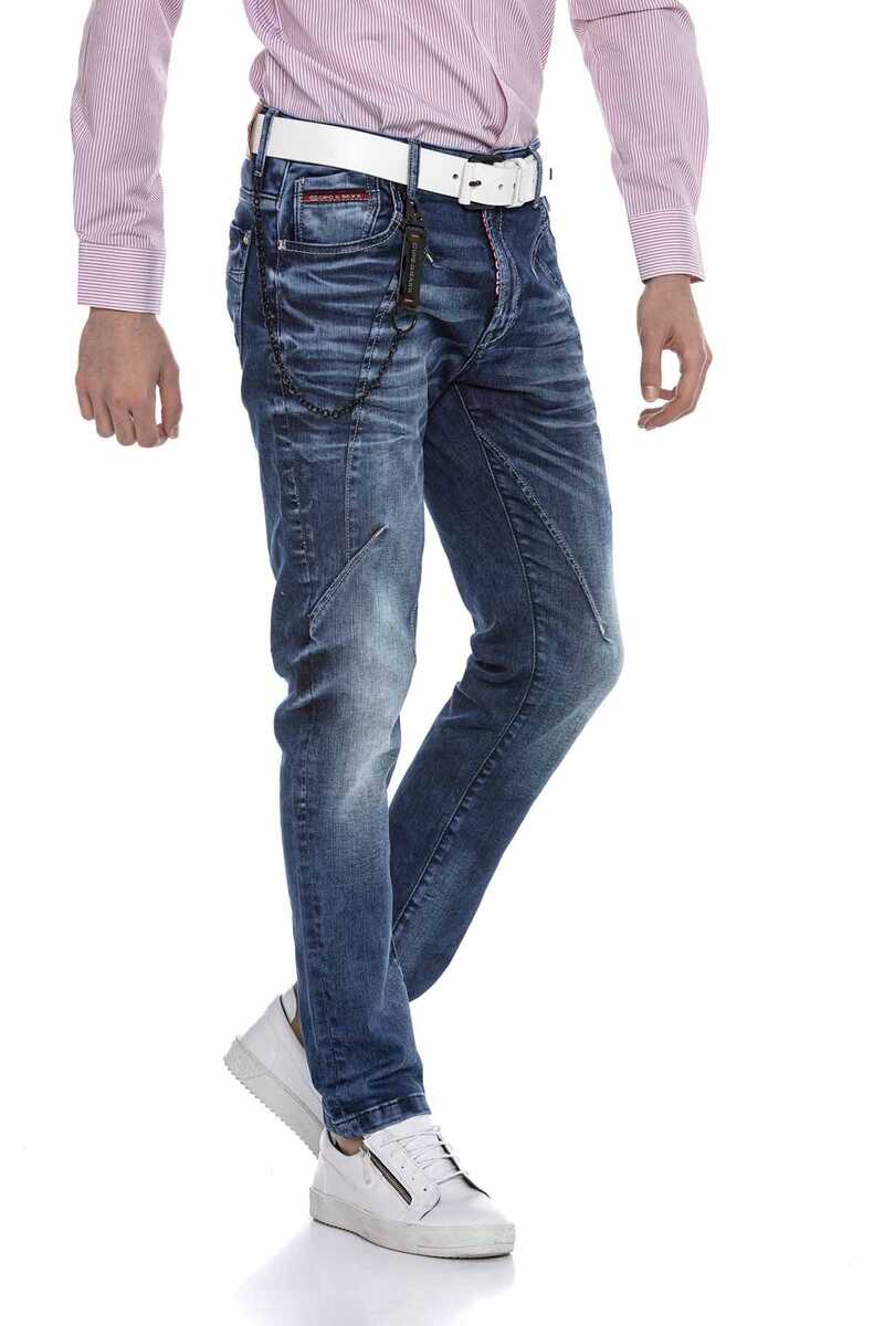 CD676 Straight Fit Heren Jeans met modieuze Siernaden