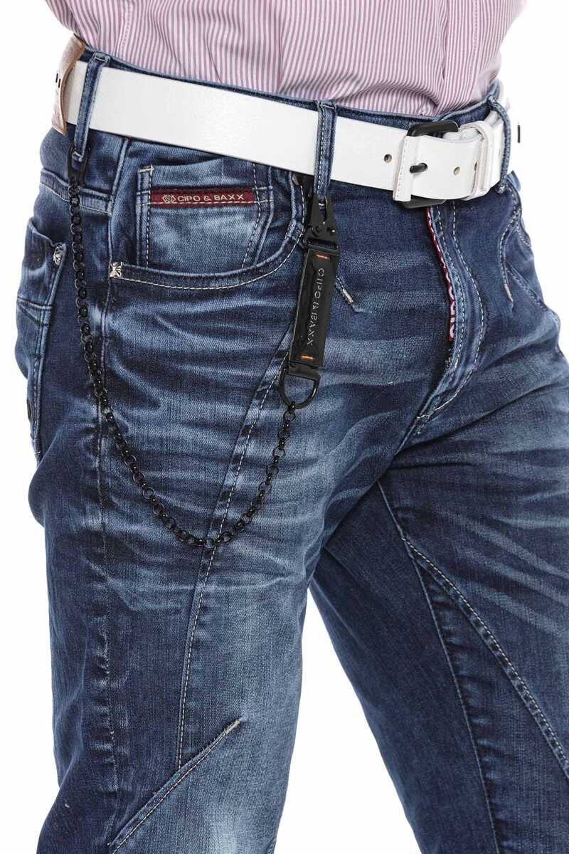 CD676 Straight Fit Heren Jeans met modieuze Siernaden