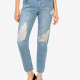  WD451 Jeans slim-fit desgastados para mujer