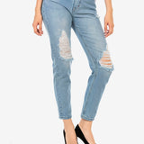  WD451 Jeans slim-fit desgastados para mujer