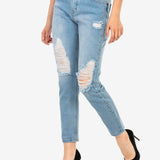  WD451 Jeans slim-fit desgastados para mujer