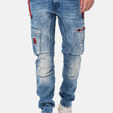 CD847 Herren Designer Jeanshose mit Kontrastfarbenen Details