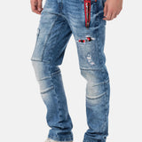 CD847 Herren Designer Jeanshose mit Kontrastfarbenen Details