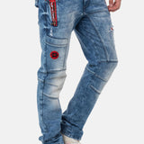 CD847 Herren Designer Jeanshose mit Kontrastfarbenen Details