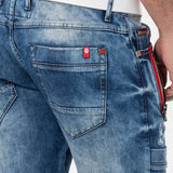 CD847 Herren Designer Jeanshose mit Kontrastfarbenen Details