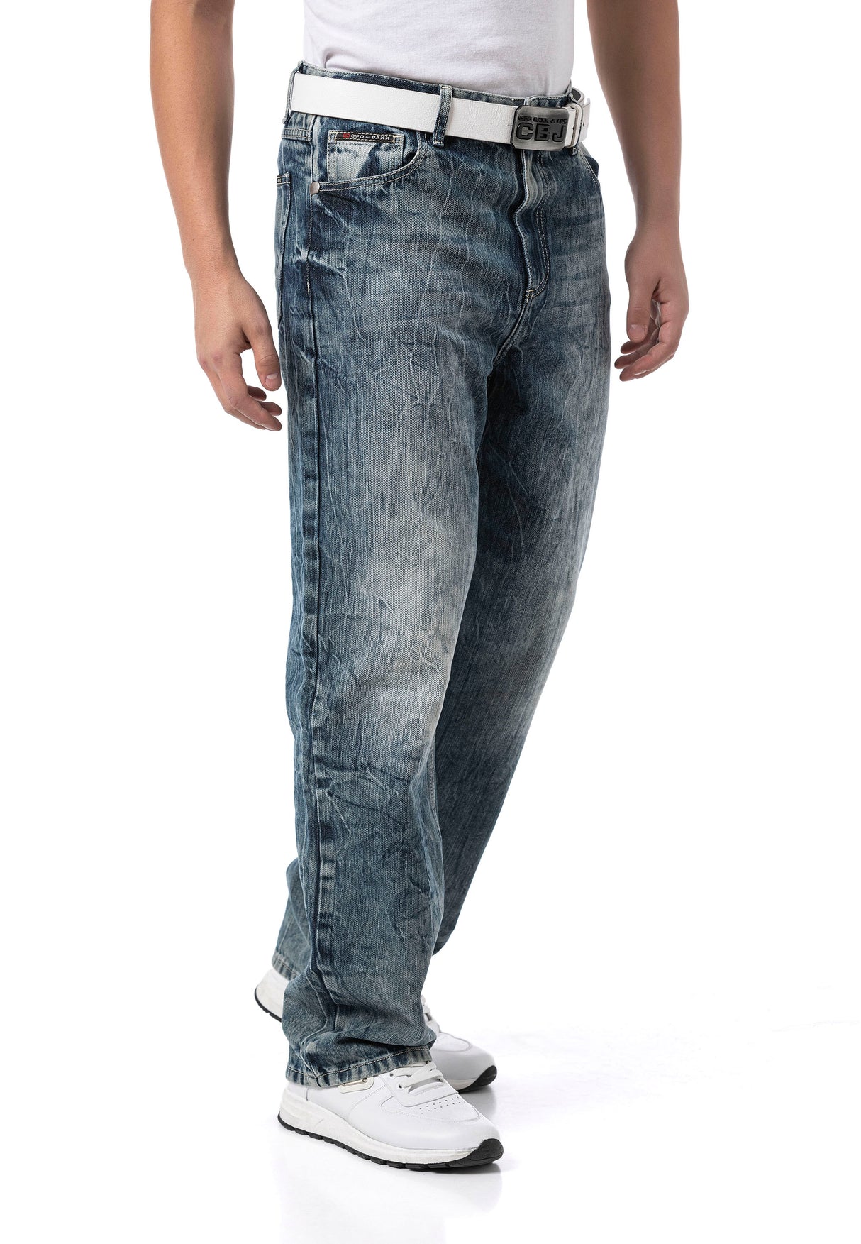 Jeansy CD903 Baggy Fit z zamkiem błyskawicznym