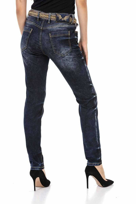 WD465 Jeans slim pour femme avec détails de rivets rock