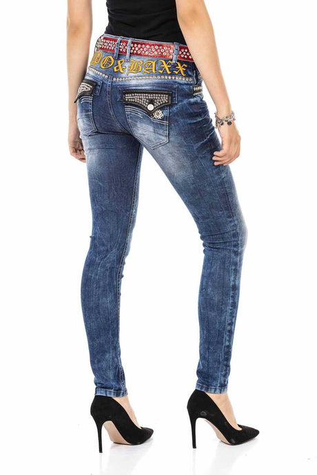 WD466 Women Slim-Fit Jeans con remaches geniales
