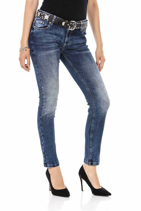 WD471 Damen Slim-Fit-Jeans im klassischen 5-Pocket-Design