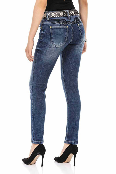 WD471 Damen Slim-Fit-Jeans im klassischen 5-Pocket-Design
