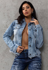 WJ229 Trendy Dames Jeansjack met Verfijnd Rugontwerp