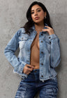 WJ229 Trendy Dames Jeansjack met Verfijnd Rugontwerp