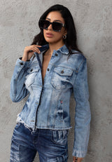 WJ229 Trendy Dames Jeansjack met Verfijnd Rugontwerp