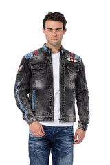 CJ300 Veste en jean pour homme avec détails biker