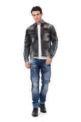 CJ300 Veste en jean pour homme avec détails biker