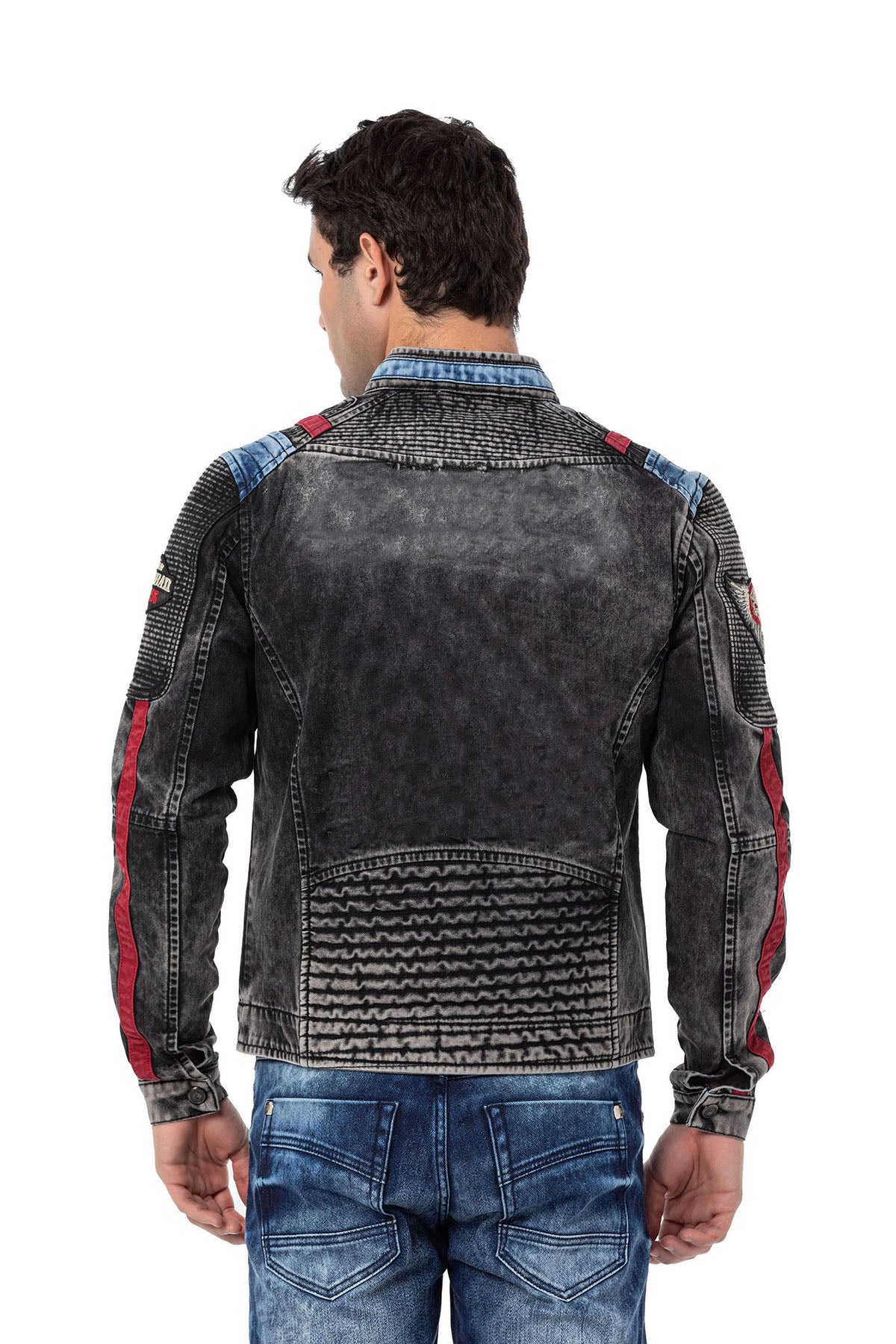 CJ300 Veste en jean pour homme avec détails biker