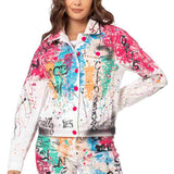 Giacca di jeans da donna WJ196 con un motivo colorato