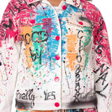 Giacca di jeans da donna WJ196 con un motivo colorato