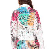 Giacca di jeans da donna WJ196 con un motivo colorato