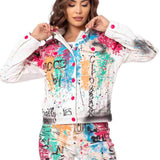 Giacca di jeans da donna WJ196 con un motivo colorato