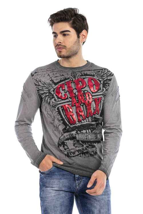 CL491 Men's long sleeve shirt with large print