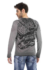 CL491 Men's long sleeve shirt with large print