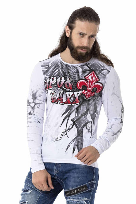 CL522 men's long -sleeved shirt with a big print