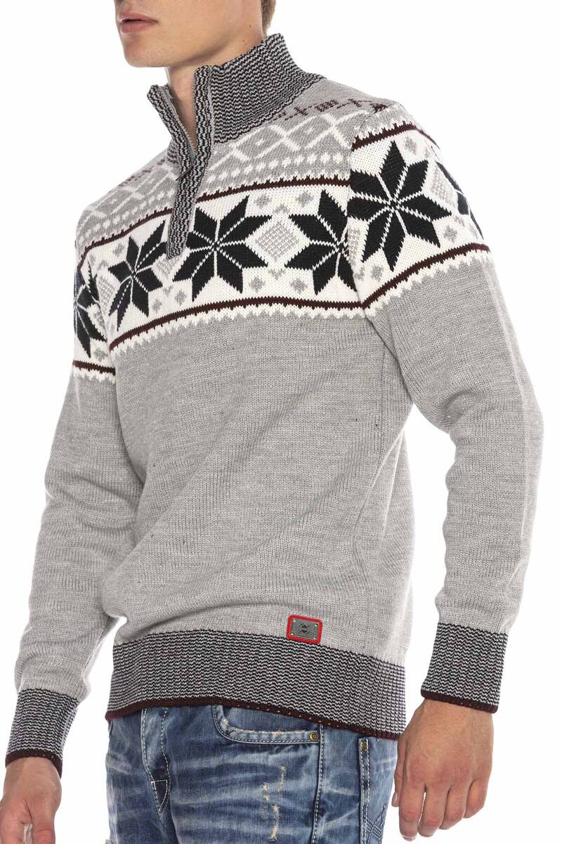 CP234 sweter męski zimowy z wzorem