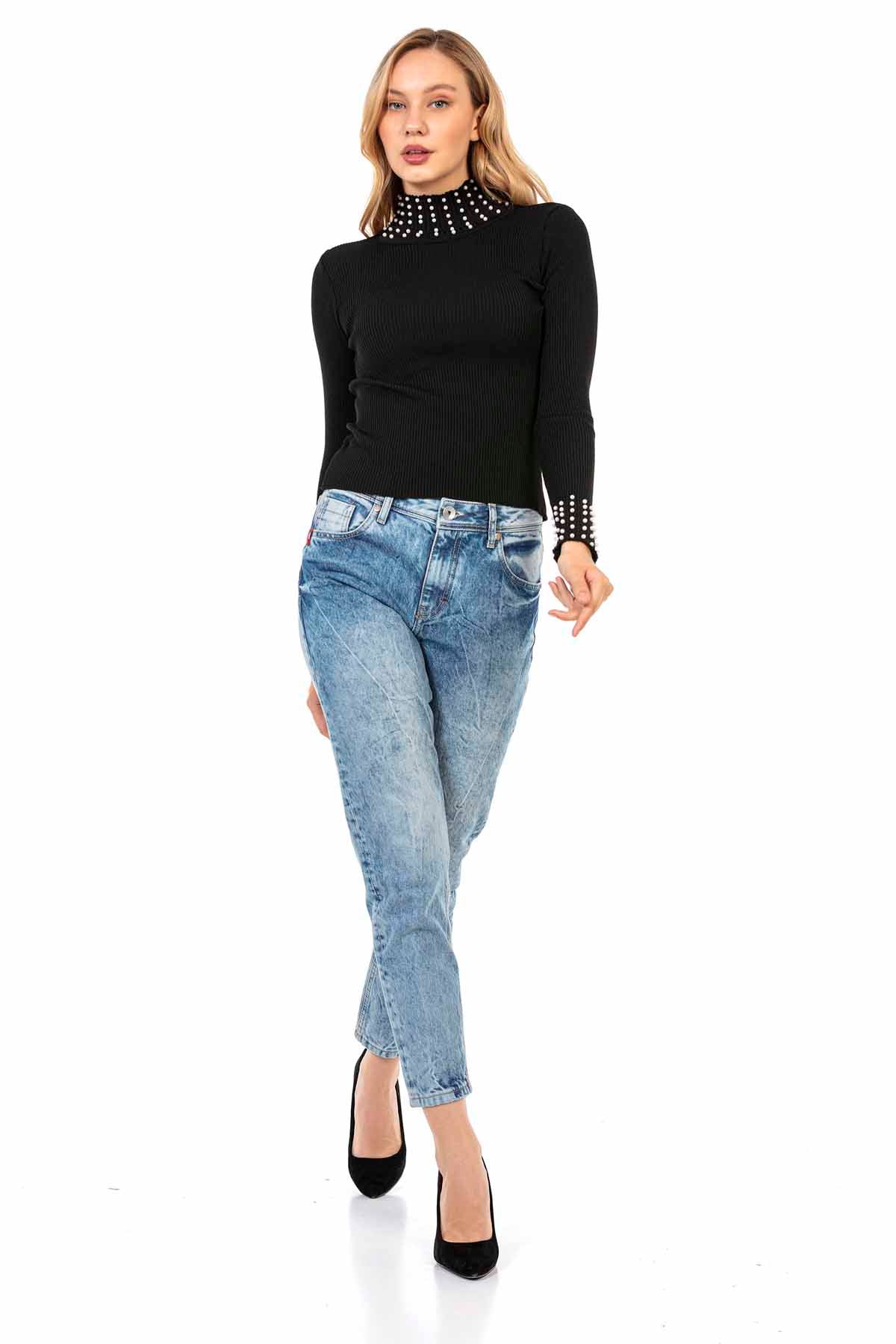Cuello de tortuga para mujeres WP208 con perlas de moda