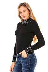 Cuello de tortuga para mujeres WP208 con perlas de moda