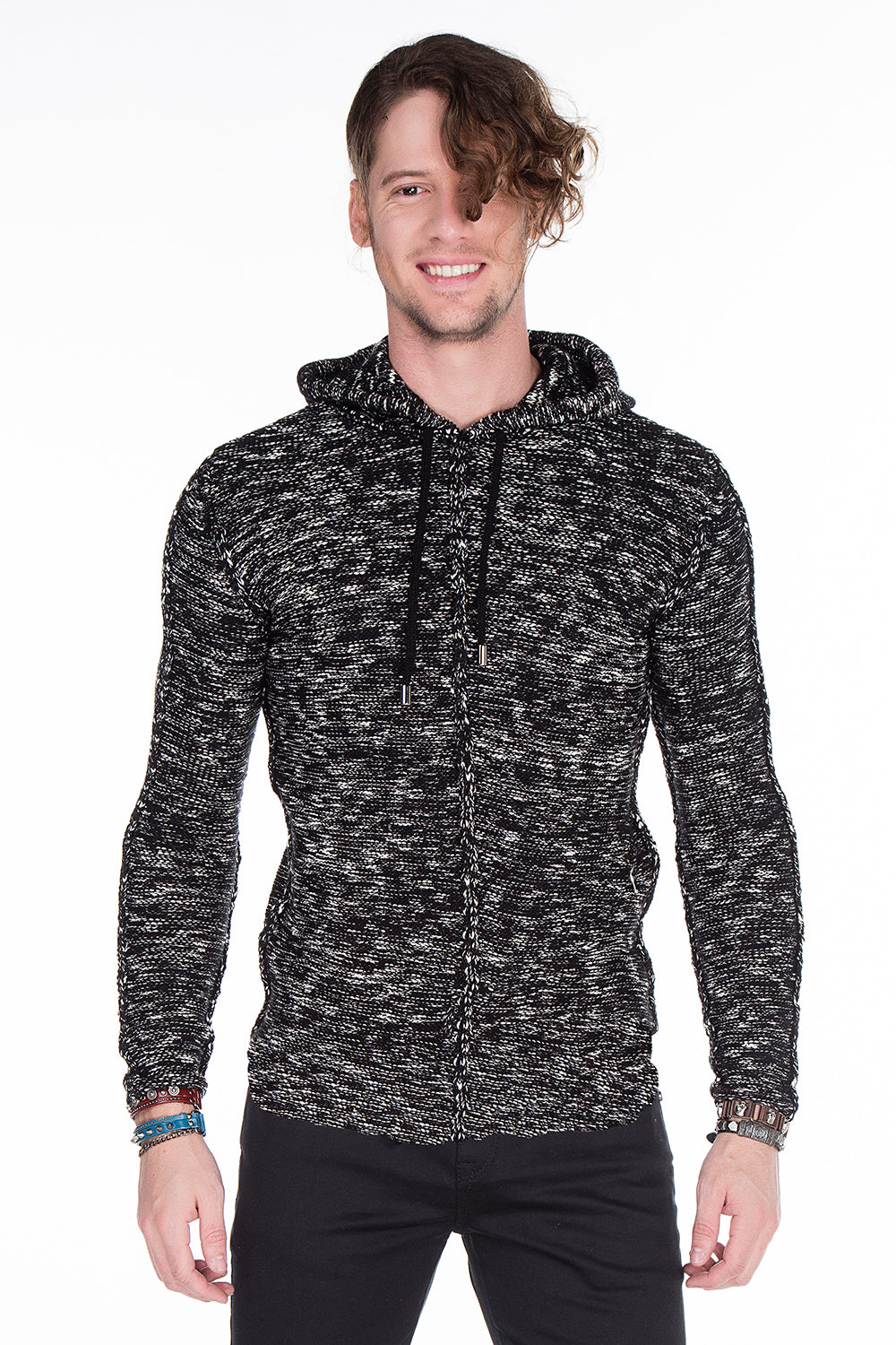 CP153 sweter męski z kapturem