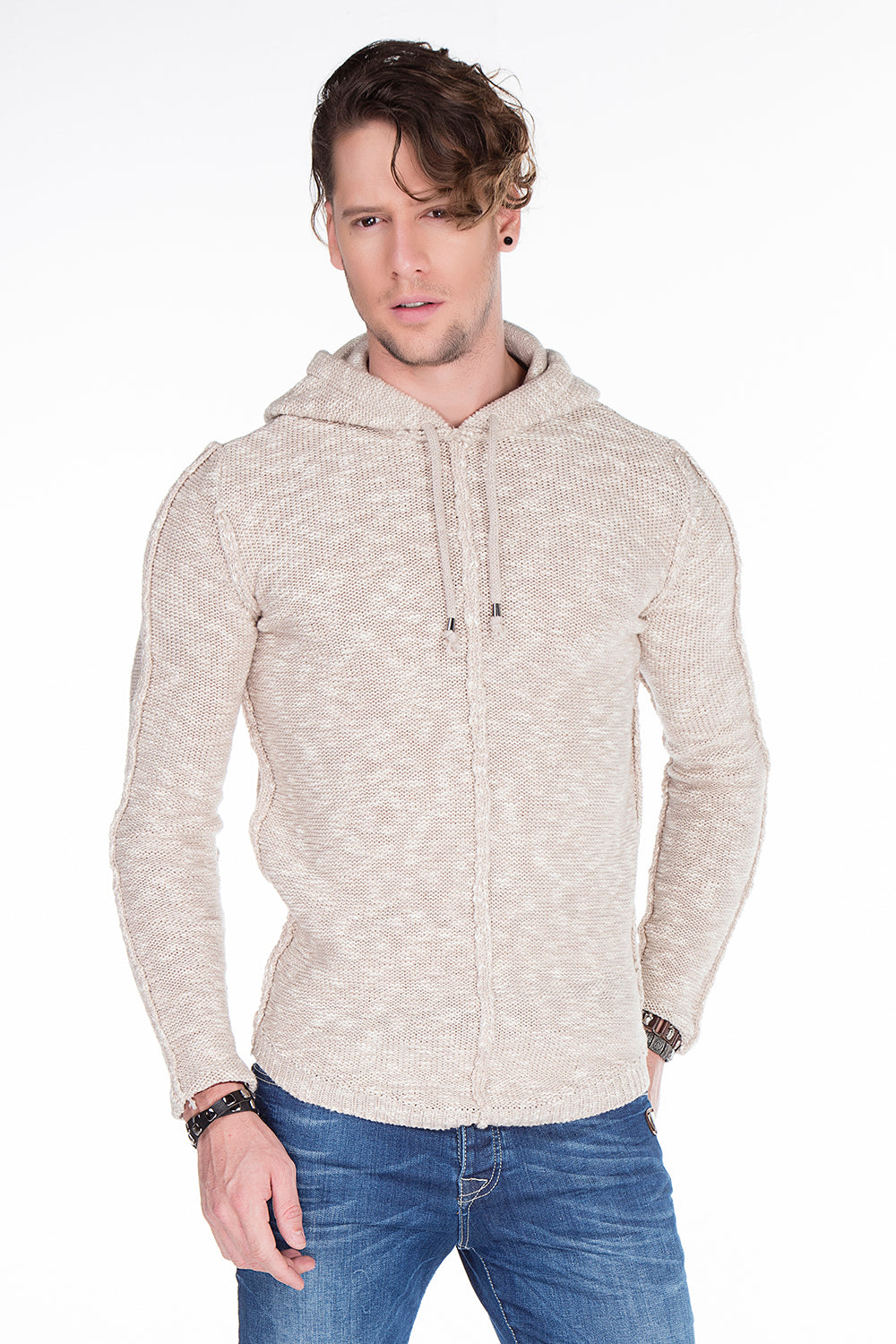 CP153 sweter męski z kapturem